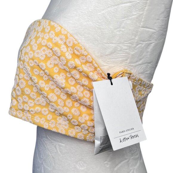 & Other Stories Yellow Floral Textured Bandeau Bikini Top Size 10 NWT - Picture 6 of 10